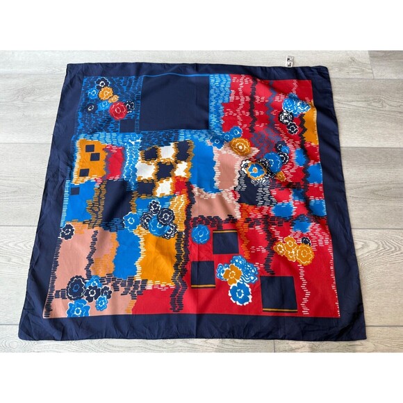 Buselli Abstract Art Square Scarf Vintage 1970s 1980s Polyester Multicolor 31" - Picture 3 of 6